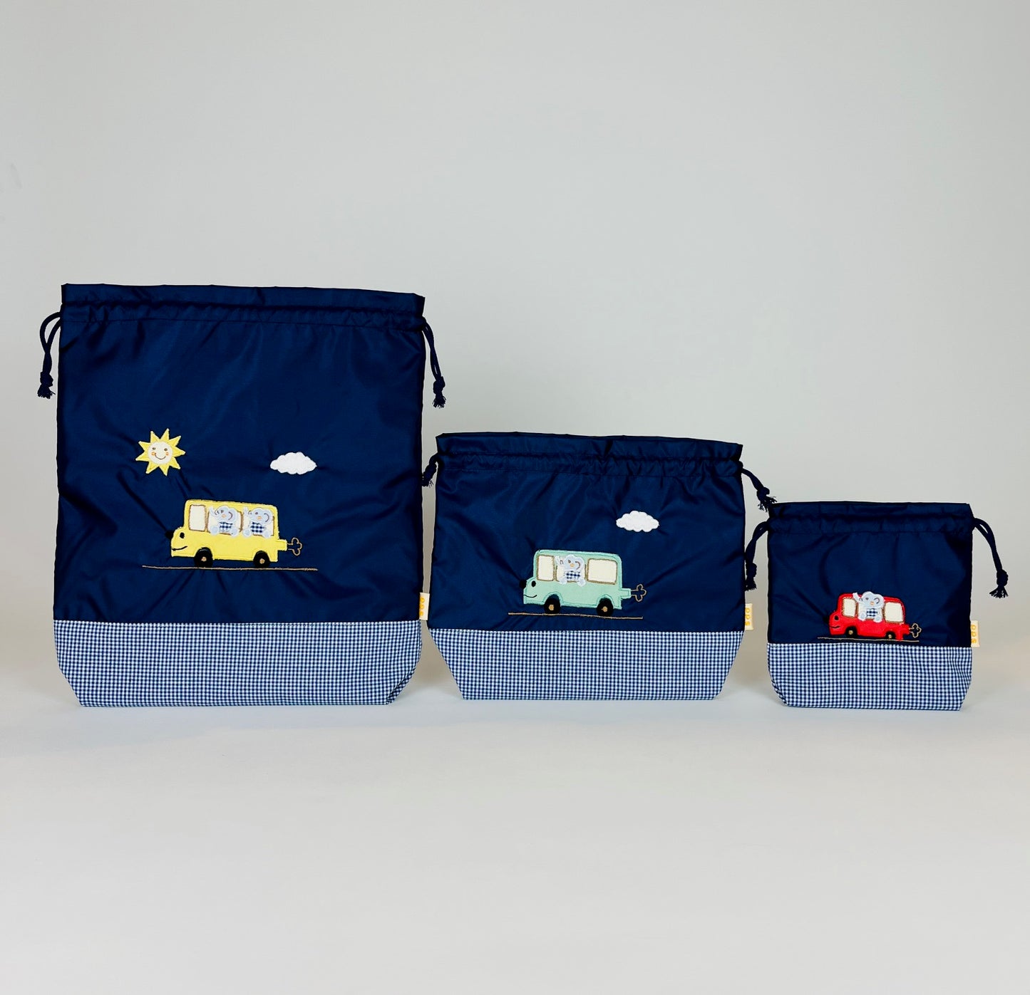 期間限定！！切り替えデザイン巾着　DX 3点セット（色と刺繍の組み合わせ自由）