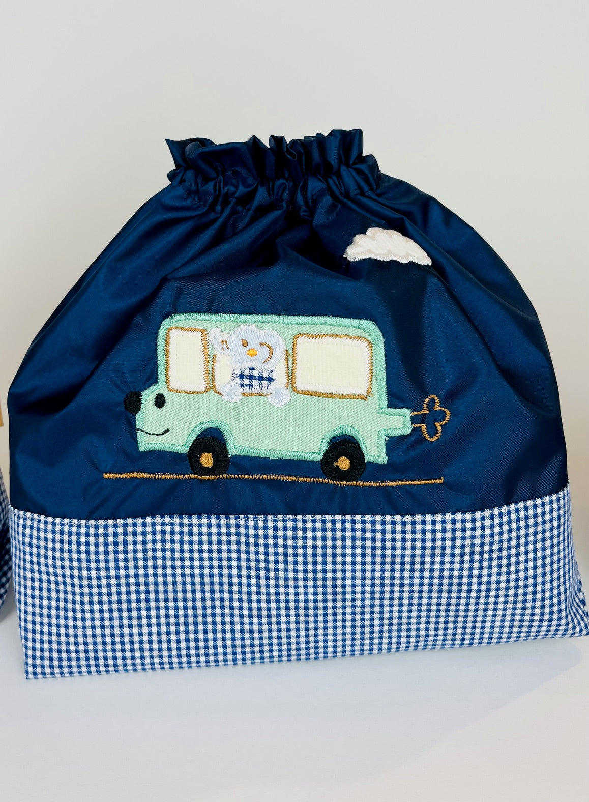 期間限定！！切り替えデザイン巾着　DX 3点セット（色と刺繍の組み合わせ自由）