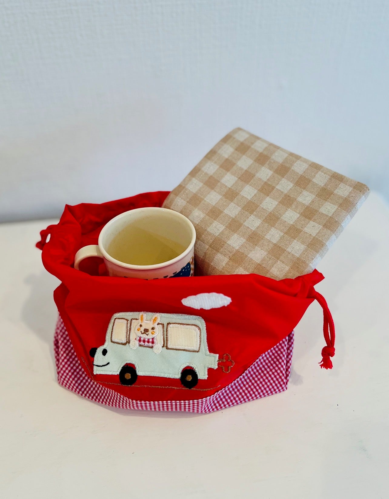 期間限定！！切り替えデザイン巾着　DX 3点セット（色と刺繍の組み合わせ自由）