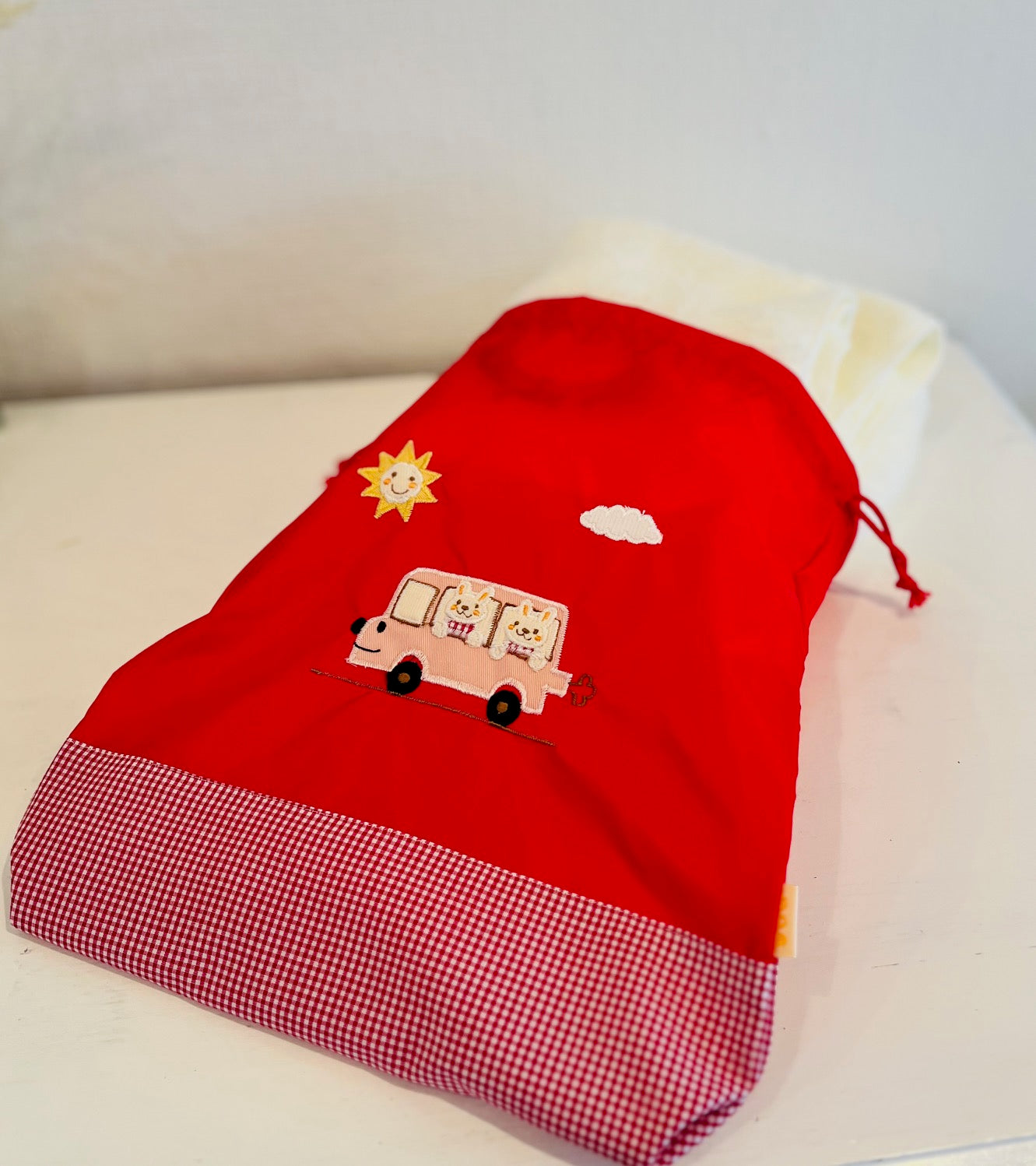 期間限定！！切り替えデザイン巾着　DX 3点セット（色と刺繍の組み合わせ自由）